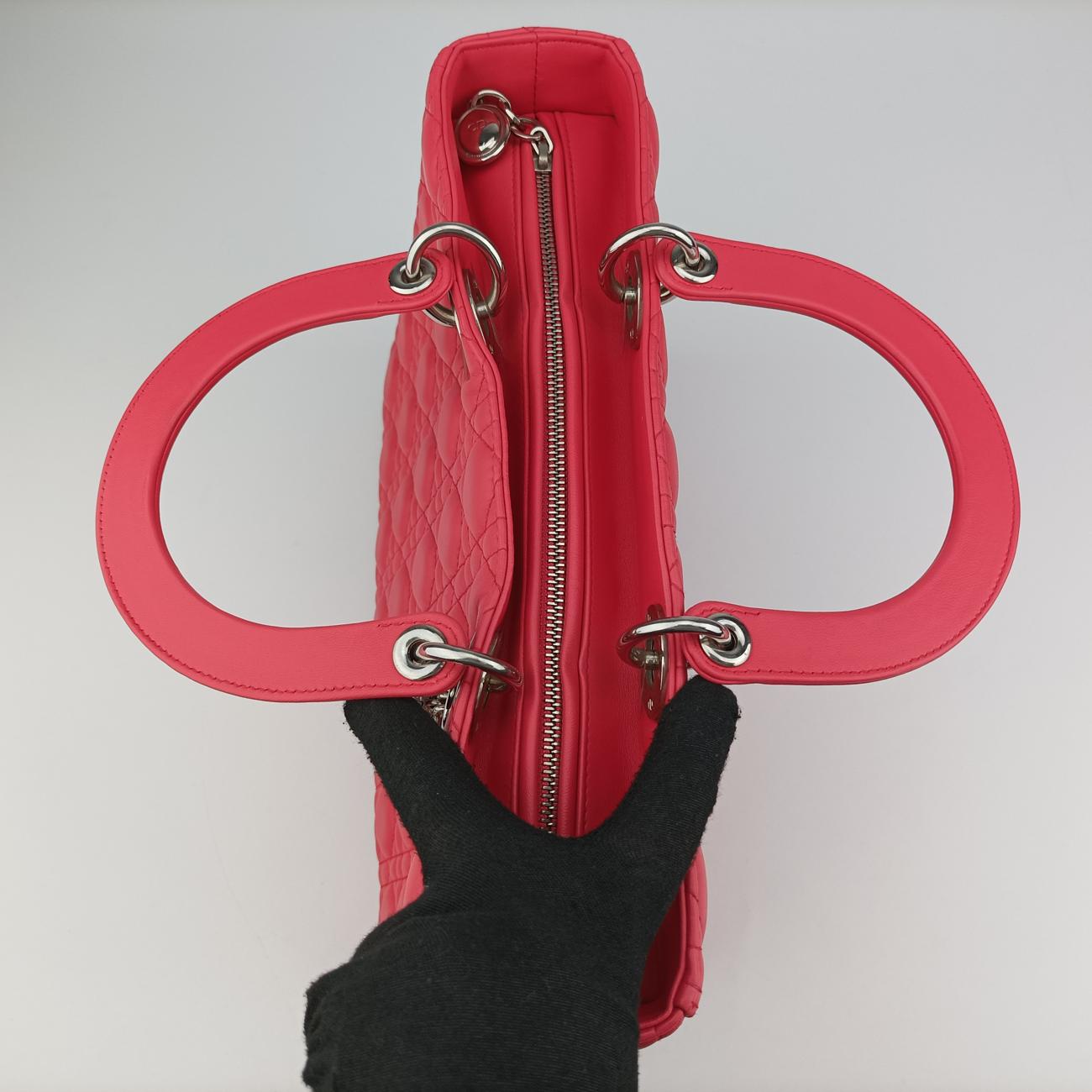 Pre-owned Christian Dior Lady Dior Pink lambskin  shoulderbag | stylenewstar