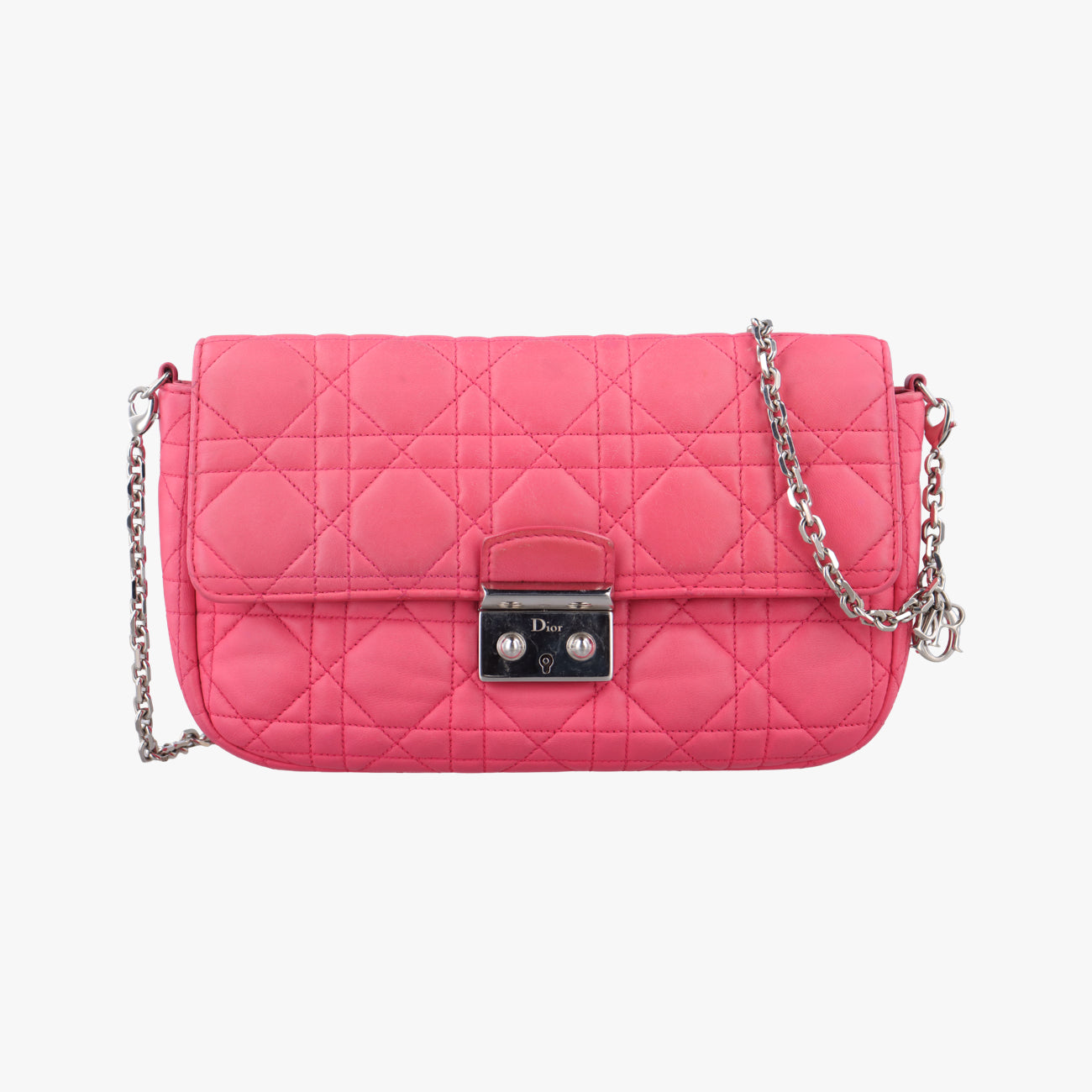 Vintage Christian Dior Miss Dior CANNAGE New Lock Rose lambskin  shoulderbag | stylenewstar