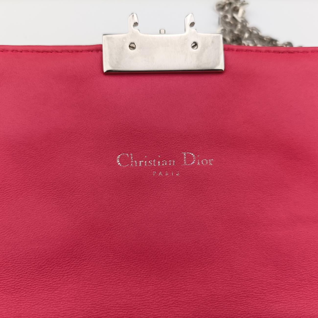 Vintage Christian Dior Miss Dior CANNAGE New Lock Rose lambskin  shoulderbag | stylenewstar