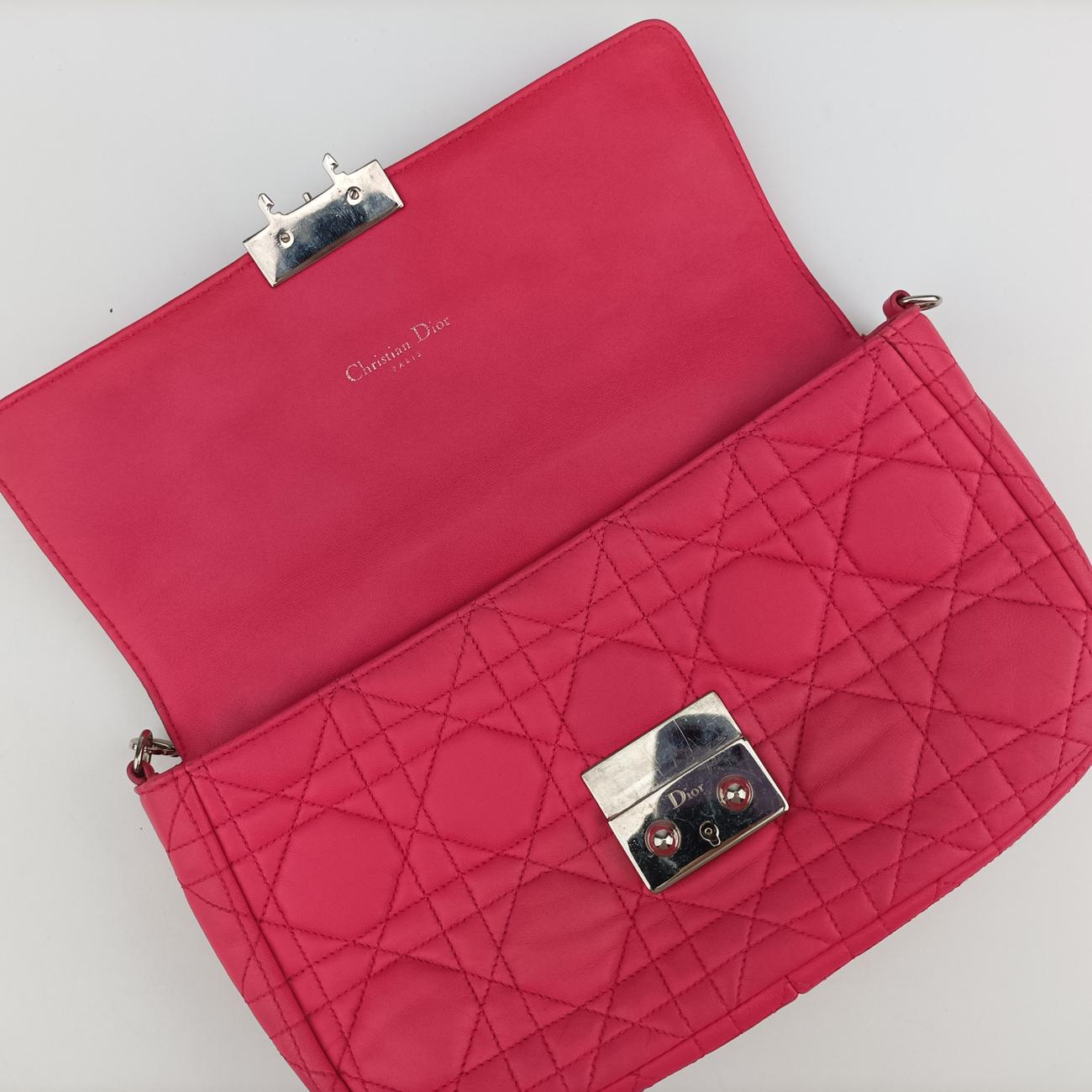 Vintage Christian Dior Miss Dior CANNAGE New Lock Rose lambskin  shoulderbag | stylenewstar