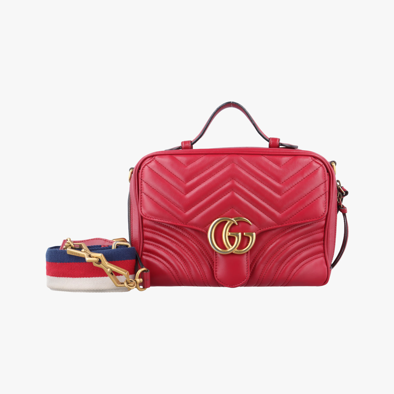 Pre-owned Gucci GG Marmont Red Leather 498100 shoulderbag | stylenewstar