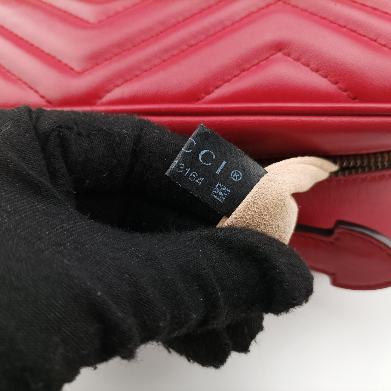 Pre-owned Gucci GG Marmont Red Leather 498100 shoulderbag | stylenewstar