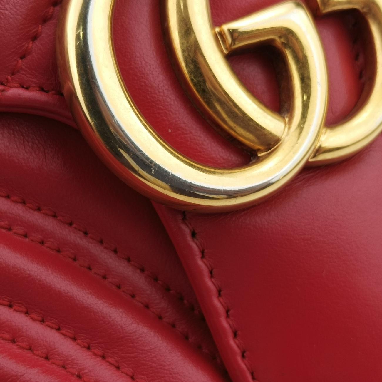 Pre-owned Gucci GG Marmont Red Leather 498100 shoulderbag | stylenewstar