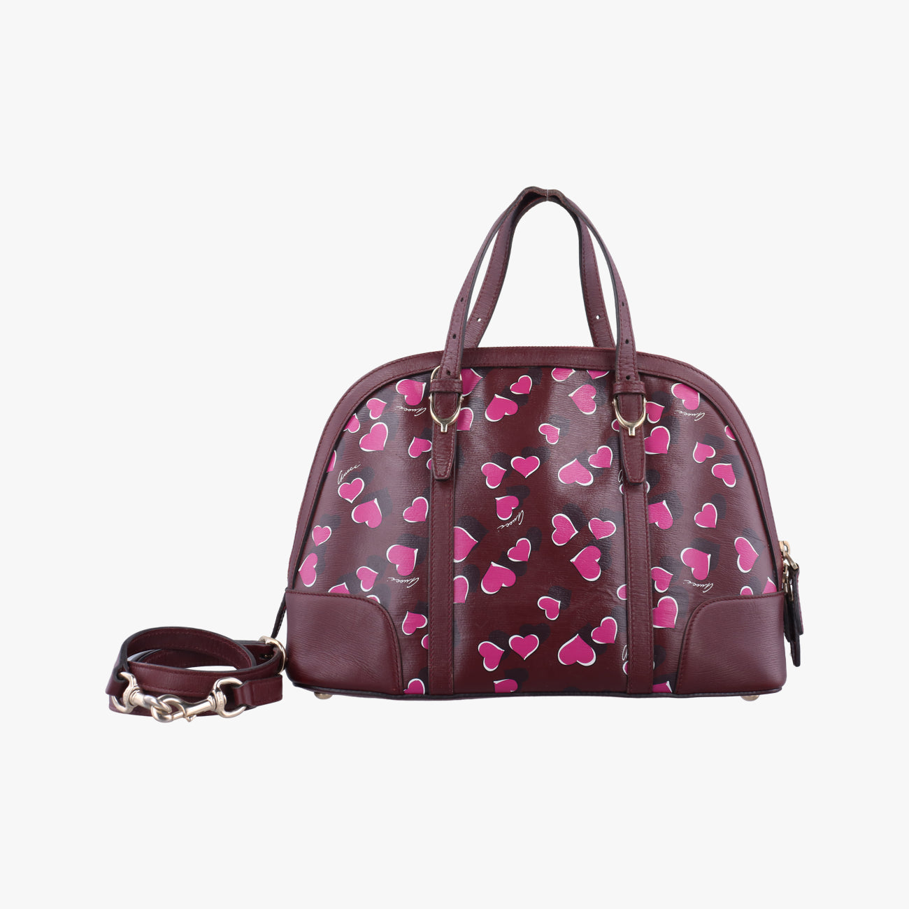 Vintage Gucci Heartbeat nice dome Burgundy×Multicolour Leather 309617 shoulderbag | stylenewstar