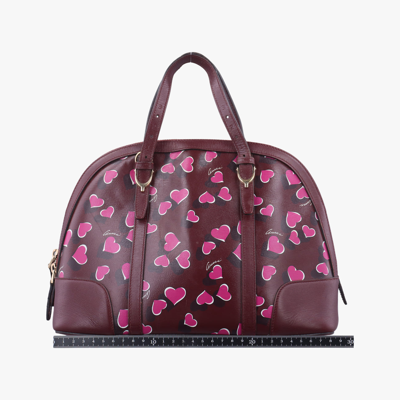 Vintage Gucci Heartbeat nice dome Burgundy×Multicolour Leather 309617 shoulderbag | stylenewstar