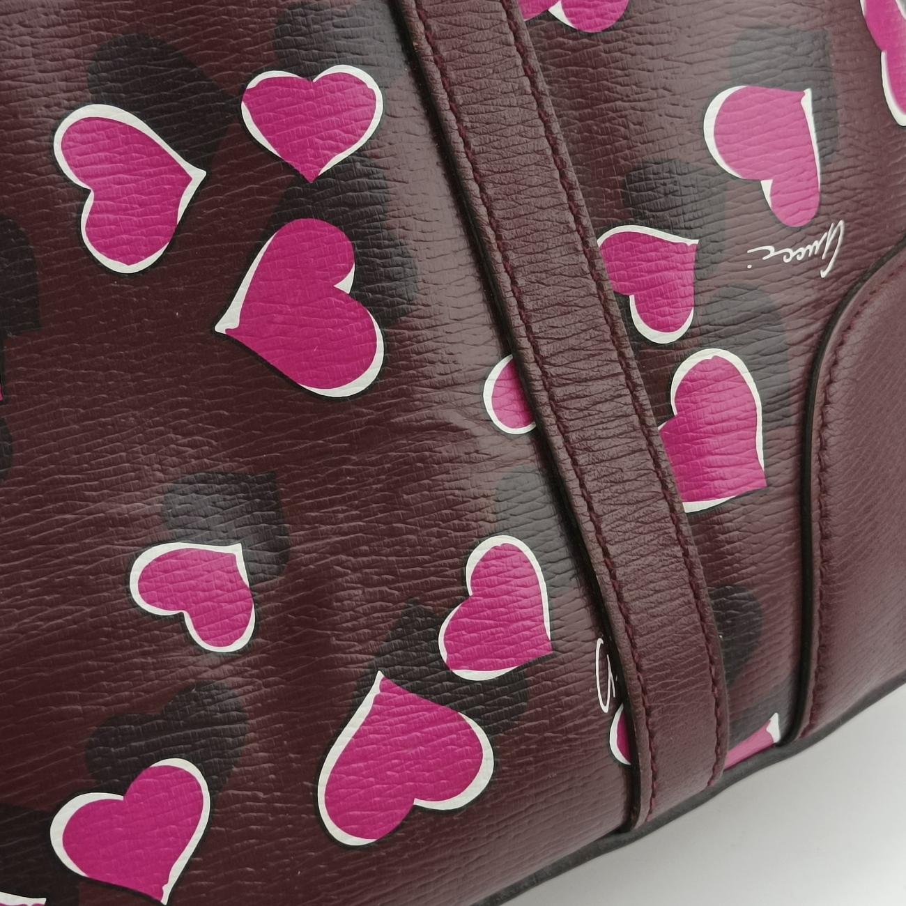 Vintage Gucci Heartbeat nice dome Burgundy×Multicolour Leather 309617 shoulderbag | stylenewstar