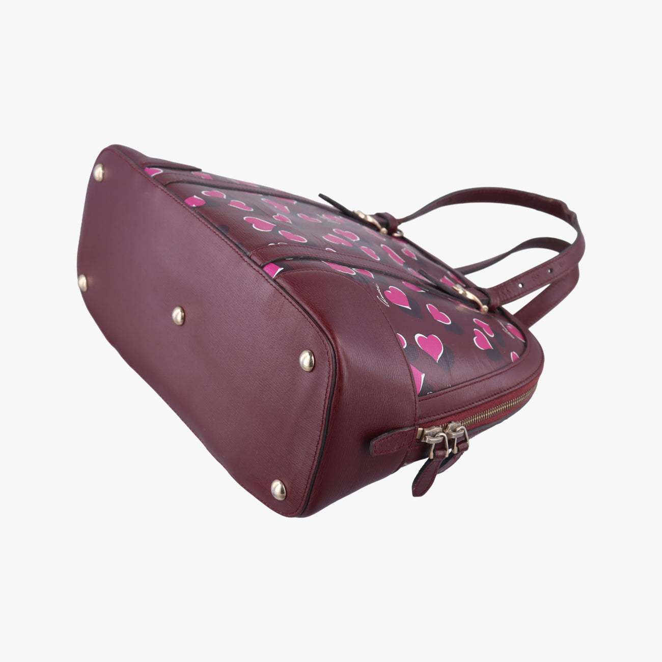 Vintage Gucci Heartbeat nice dome Burgundy×Multicolour Leather 309617 shoulderbag | stylenewstar