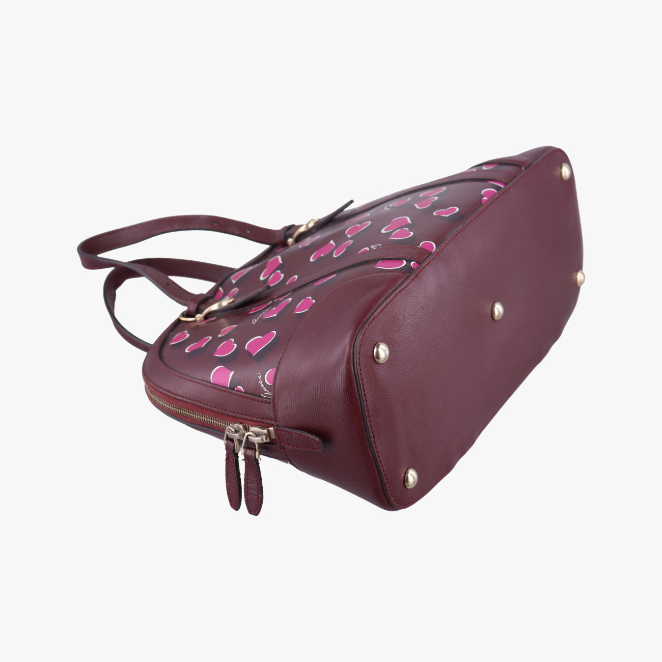 Vintage Gucci Heartbeat nice dome Burgundy×Multicolour Leather 309617 shoulderbag | stylenewstar