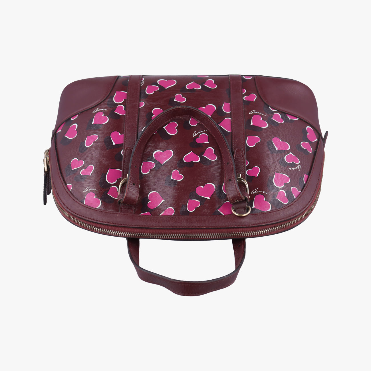 Vintage Gucci Heartbeat nice dome Burgundy×Multicolour Leather 309617 shoulderbag | stylenewstar