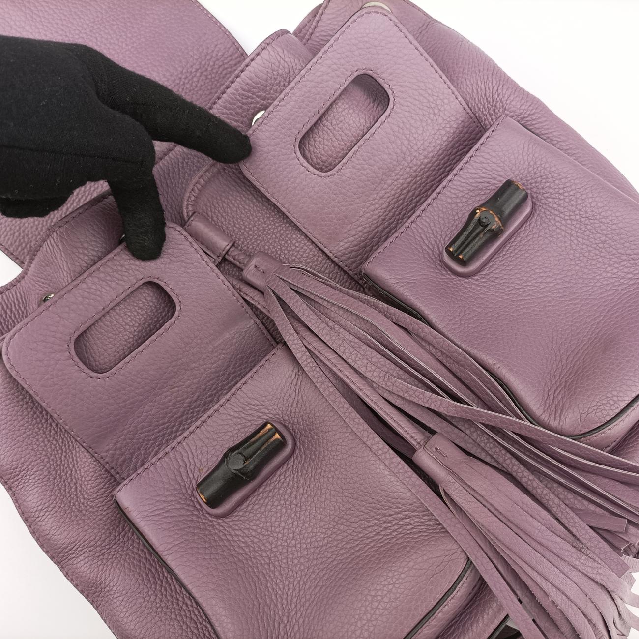 Secondhand Gucci Bamboo fringe tassel Purple Leather 370833 backpack/rucksack | stylenewstar