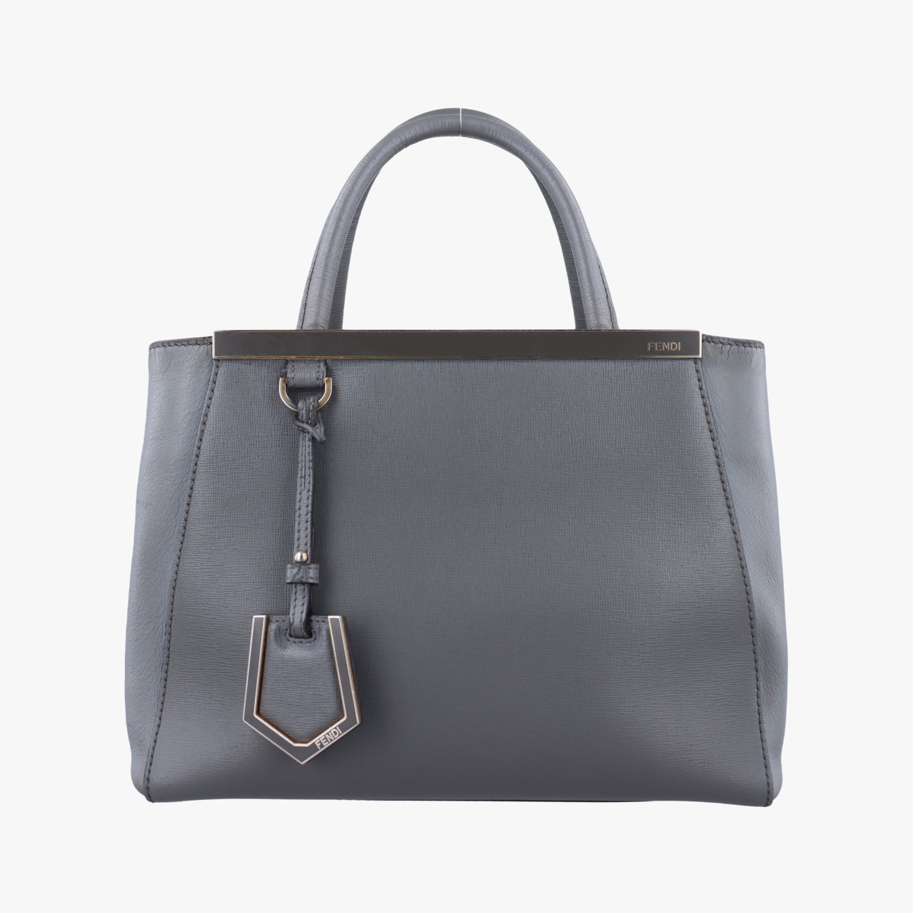 Pre-owned Fendi Petite 2 JOURS Grey Leather 8BH253 handbag | stylenewstar