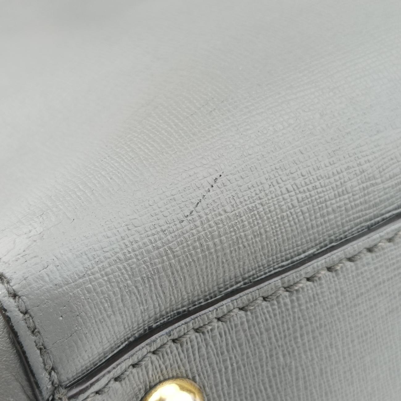 Pre-owned Fendi Petite 2 JOURS Grey Leather 8BH253 handbag | stylenewstar