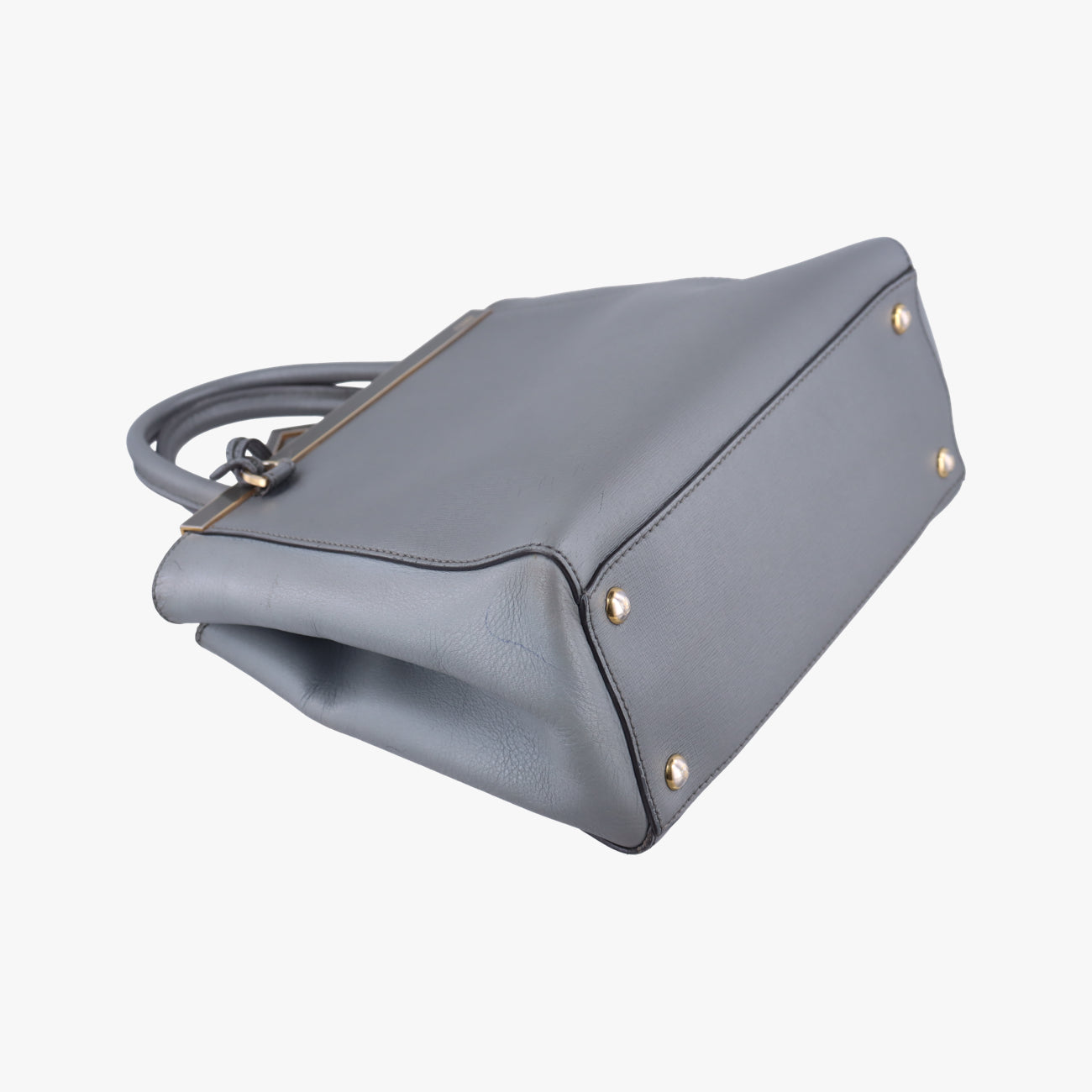 Pre-owned Fendi Petite 2 JOURS Grey Leather 8BH253 handbag | stylenewstar