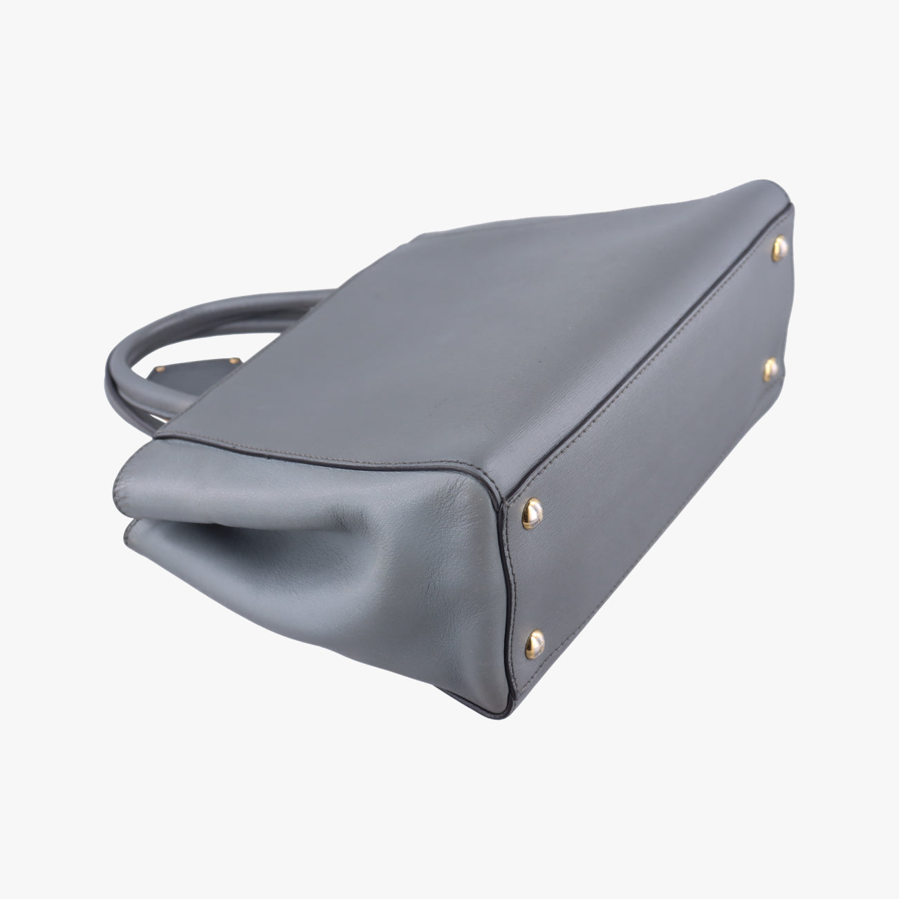 Pre-owned Fendi Petite 2 JOURS Grey Leather 8BH253 handbag | stylenewstar