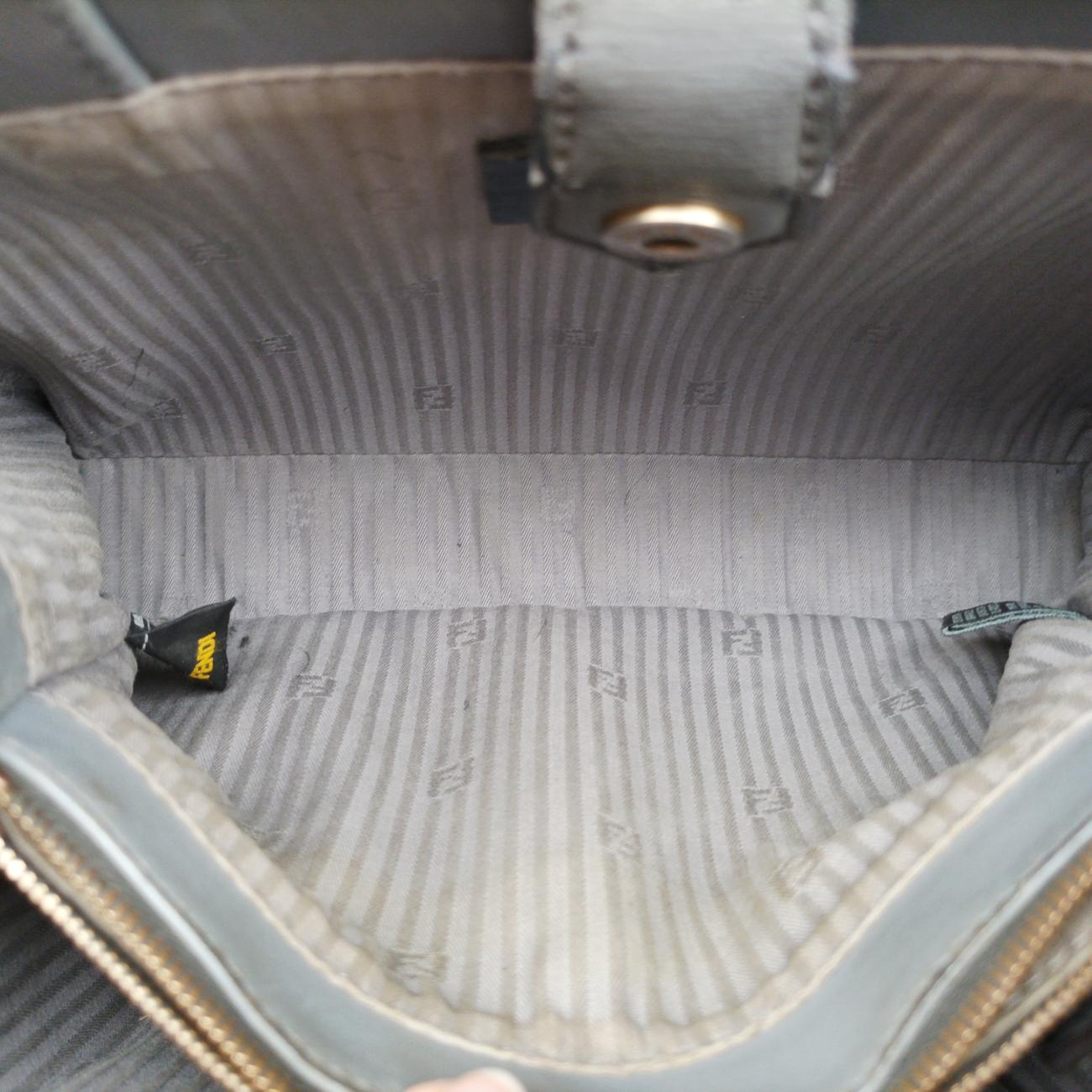 Pre-owned Fendi Petite 2 JOURS Grey Leather 8BH253 handbag | stylenewstar