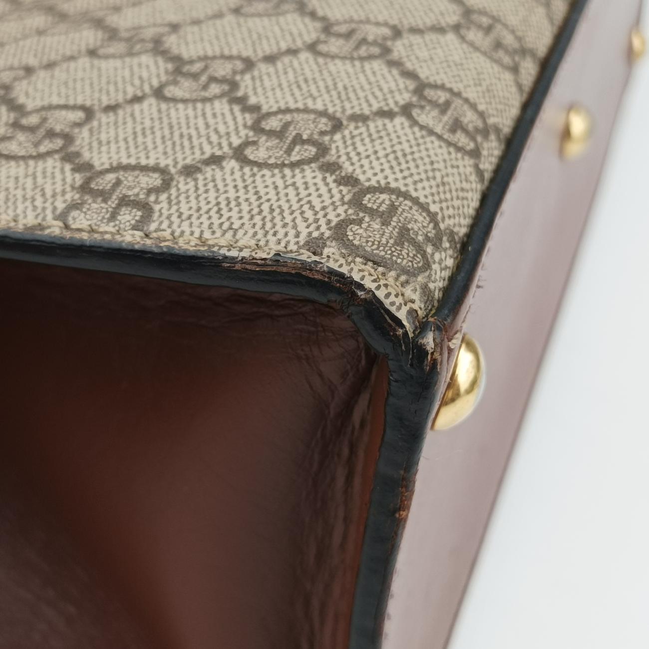 Pre-owned Gucci Padlock Beige×black PVC coated canvas×Leather 432674 shoulderbag | stylenewstar