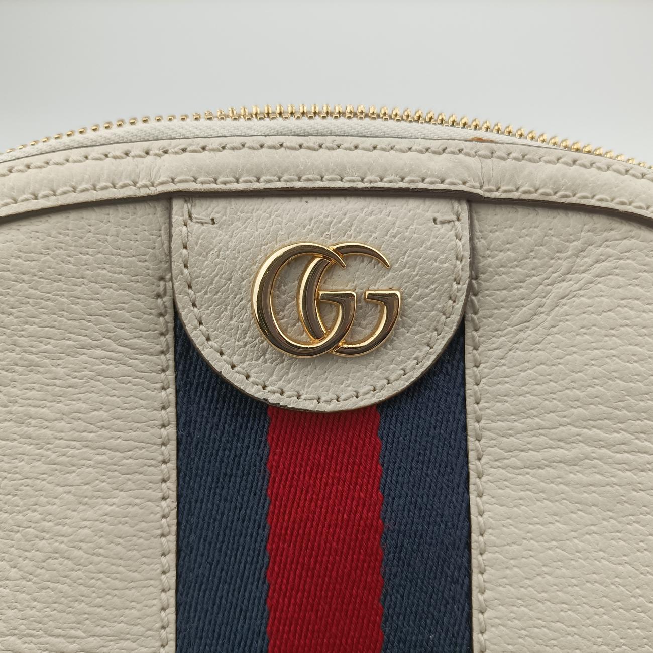 Pre-owned Gucci Ophidia White×Navy×Red Leather 499621 shoulderbag | stylenewstar