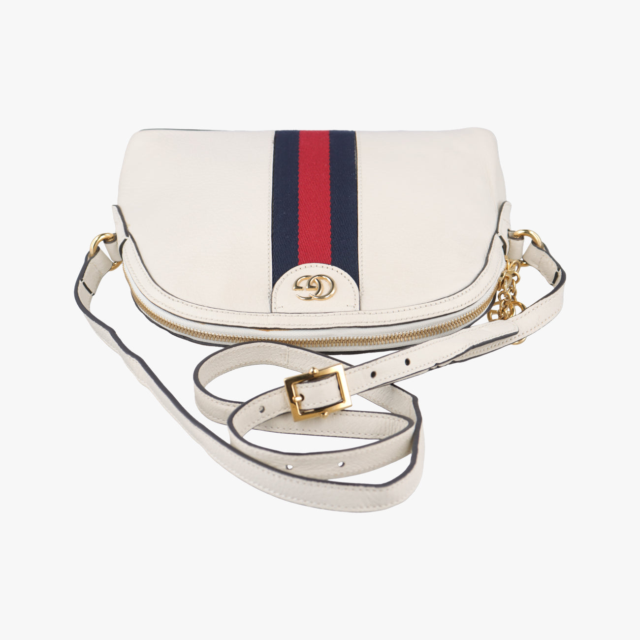 Pre-owned Gucci Ophidia White×Navy×Red Leather 499621 shoulderbag | stylenewstar