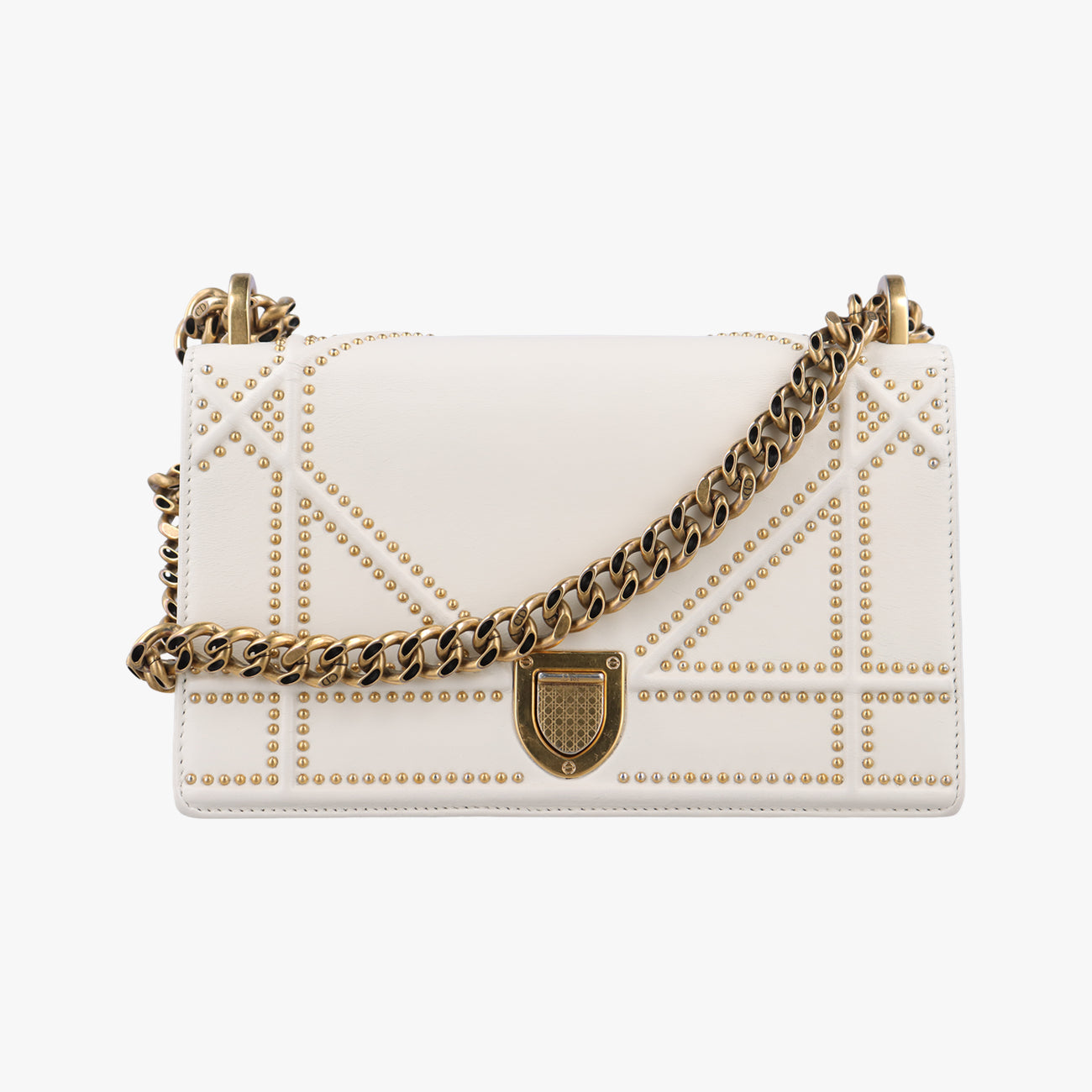 Pre-owned Christian Dior Diorama White Leather  shoulderbag | stylenewstar