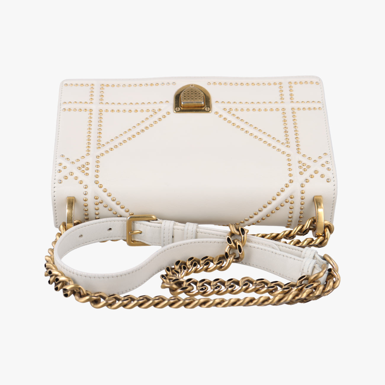 Pre-owned Christian Dior Diorama White Leather  shoulderbag | stylenewstar