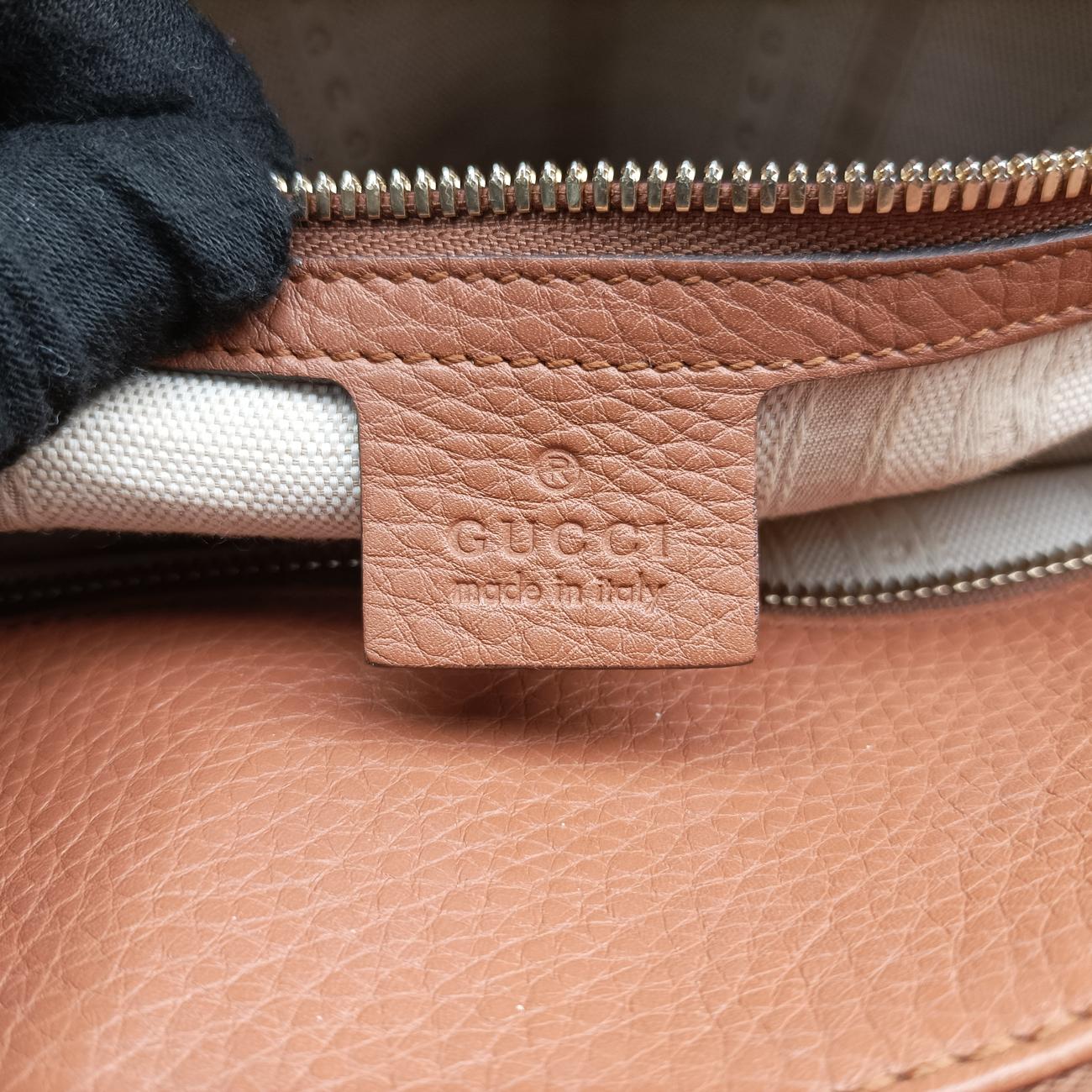 Vintage Gucci Soho GG logo Brown Leather 338970 shoulderbag | stylenewstar