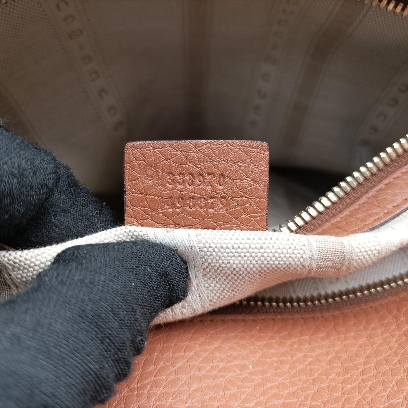 Vintage Gucci Soho GG logo Brown Leather 338970 shoulderbag | stylenewstar