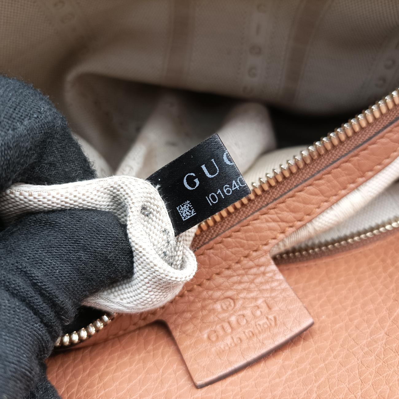 Vintage Gucci Soho GG logo Brown Leather 338970 shoulderbag | stylenewstar