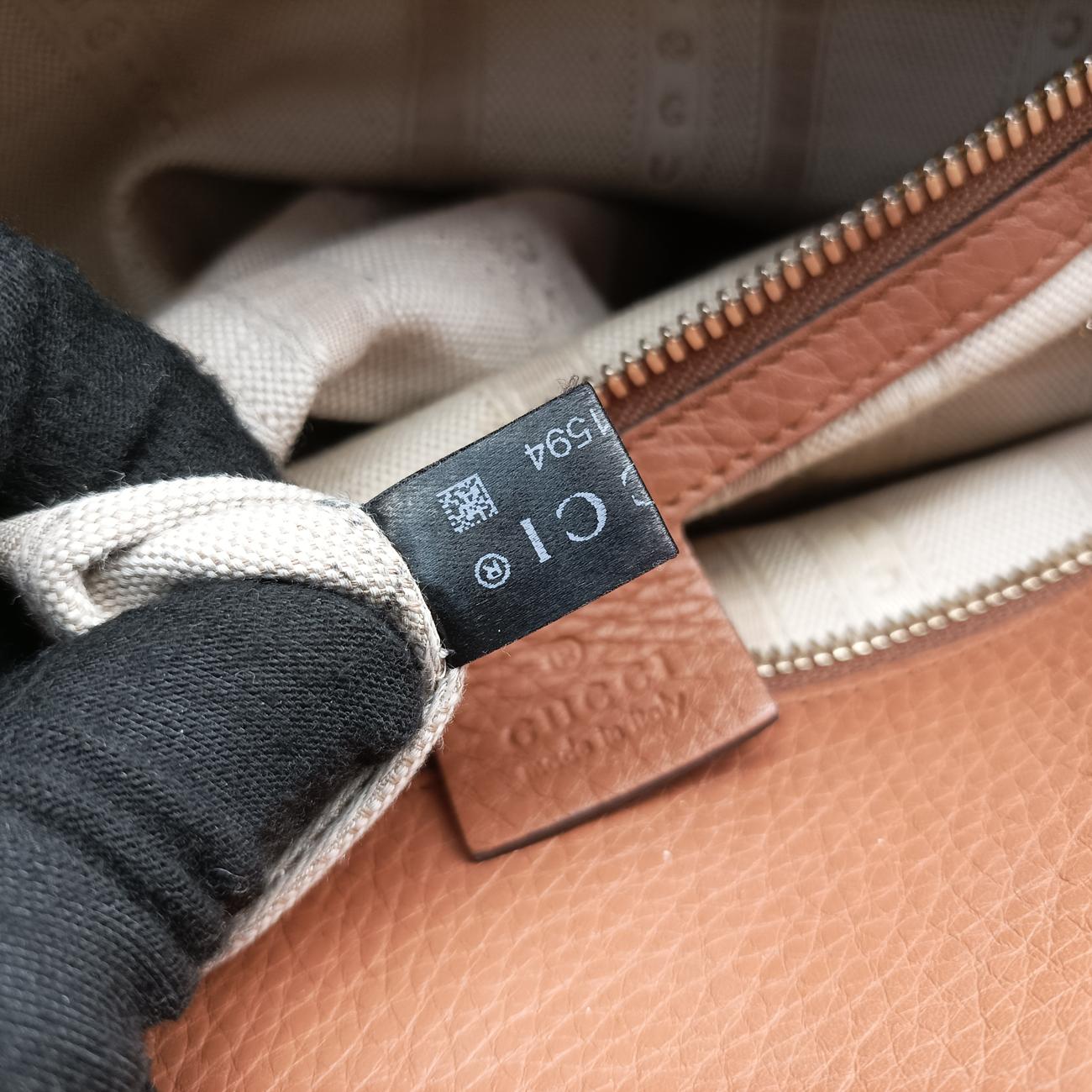 Vintage Gucci Soho GG logo Brown Leather 338970 shoulderbag | stylenewstar