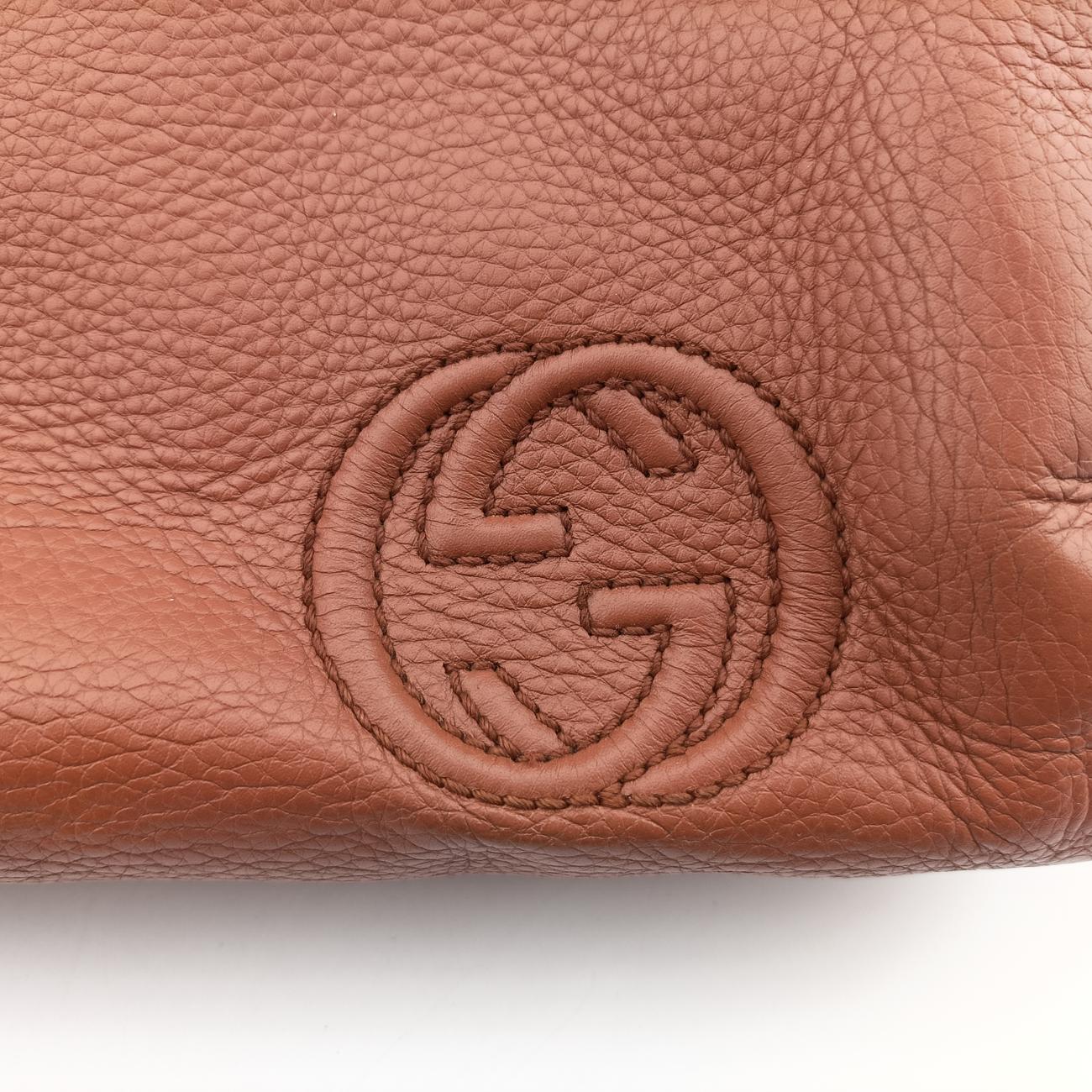 Vintage Gucci Soho GG logo Brown Leather 338970 shoulderbag | stylenewstar