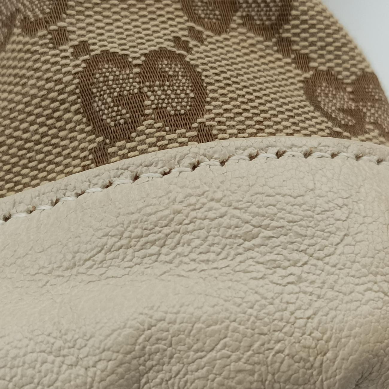 Pre-owned Gucci Horsebit 1955 Beige x Ivory Leather x canvas 602118 shoulderbag | stylenewstar