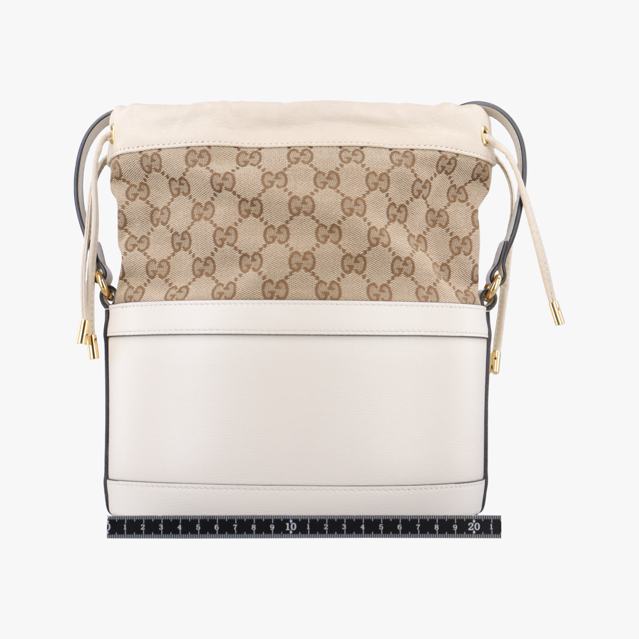Pre-owned Gucci Horsebit 1955 Beige x Ivory Leather x canvas 602118 shoulderbag | stylenewstar