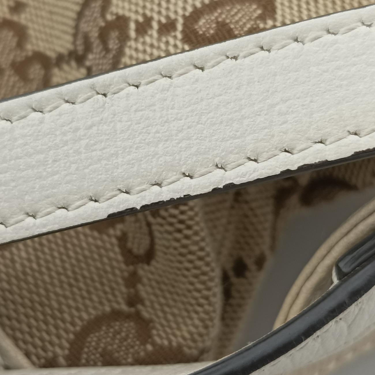 Pre-owned Gucci Horsebit 1955 Beige x Ivory Leather x canvas 602118 shoulderbag | stylenewstar