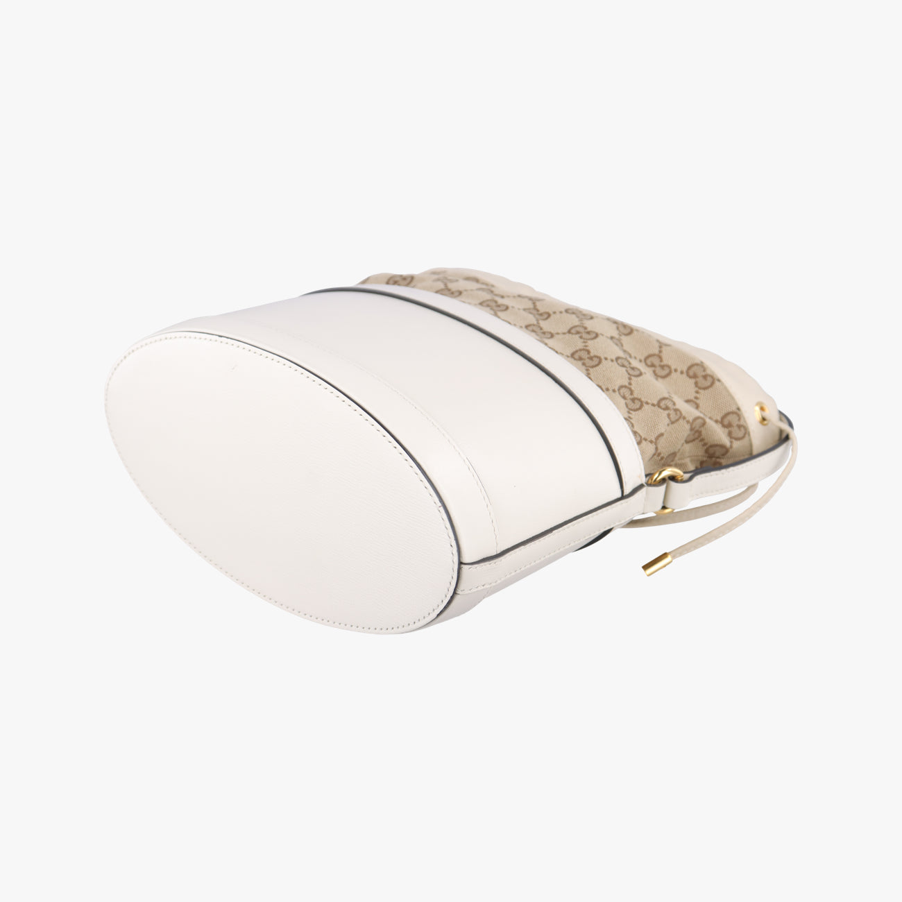 Pre-owned Gucci Horsebit 1955 Beige x Ivory Leather x canvas 602118 shoulderbag | stylenewstar