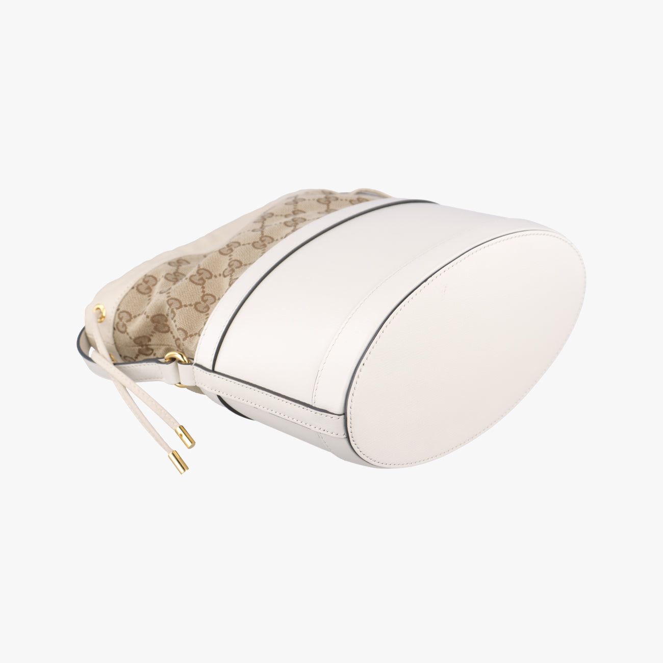 Pre-owned Gucci Horsebit 1955 Beige x Ivory Leather x canvas 602118 shoulderbag | stylenewstar