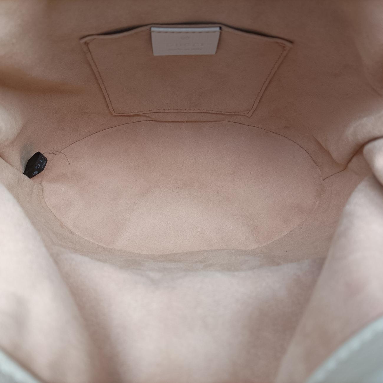 Pre-owned Gucci Horsebit 1955 Beige x Ivory Leather x canvas 602118 shoulderbag | stylenewstar