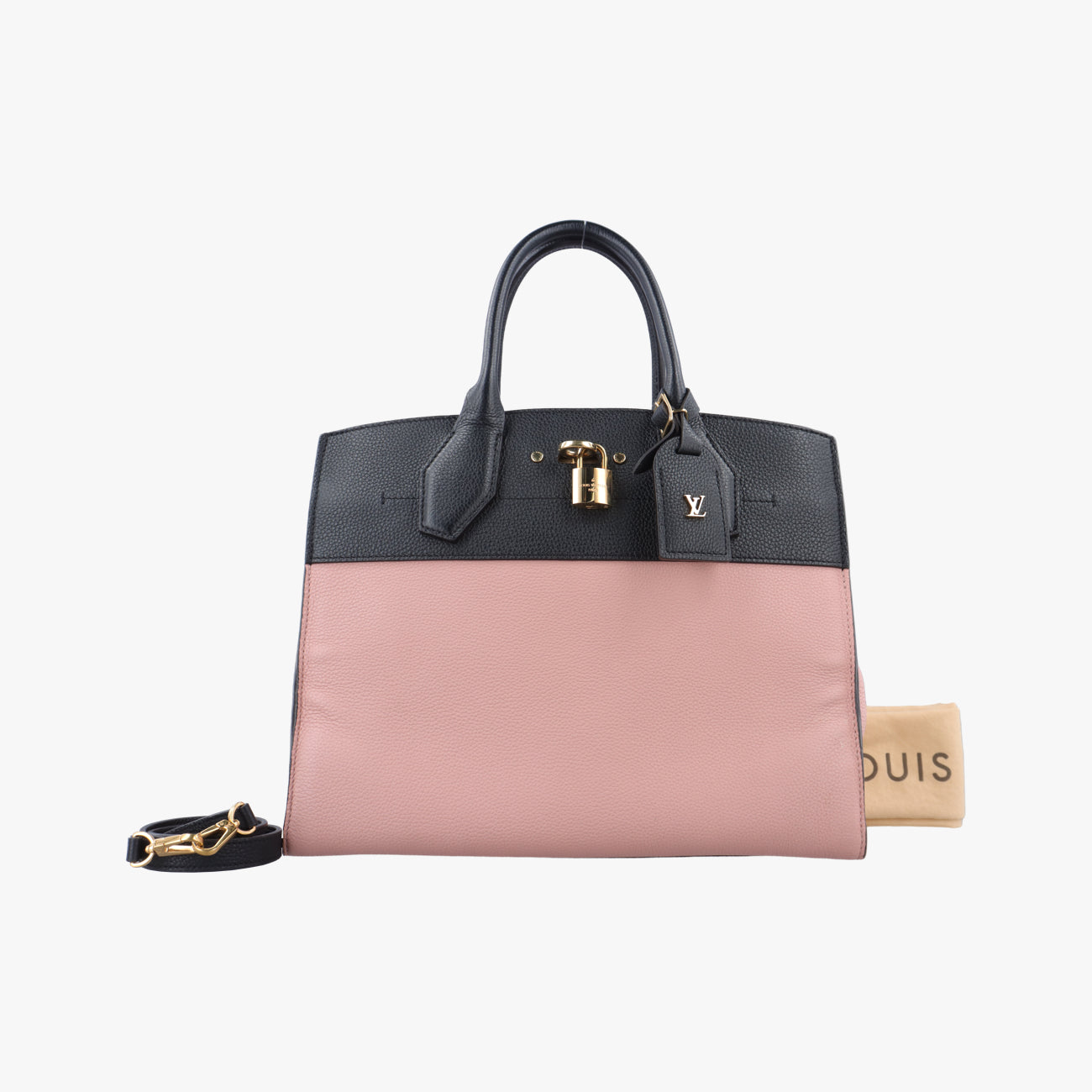 Pre-owned Louis Vuitton City Steamer MM Magnolia x Noir leather M53019 shoulderbag | stylenewstar