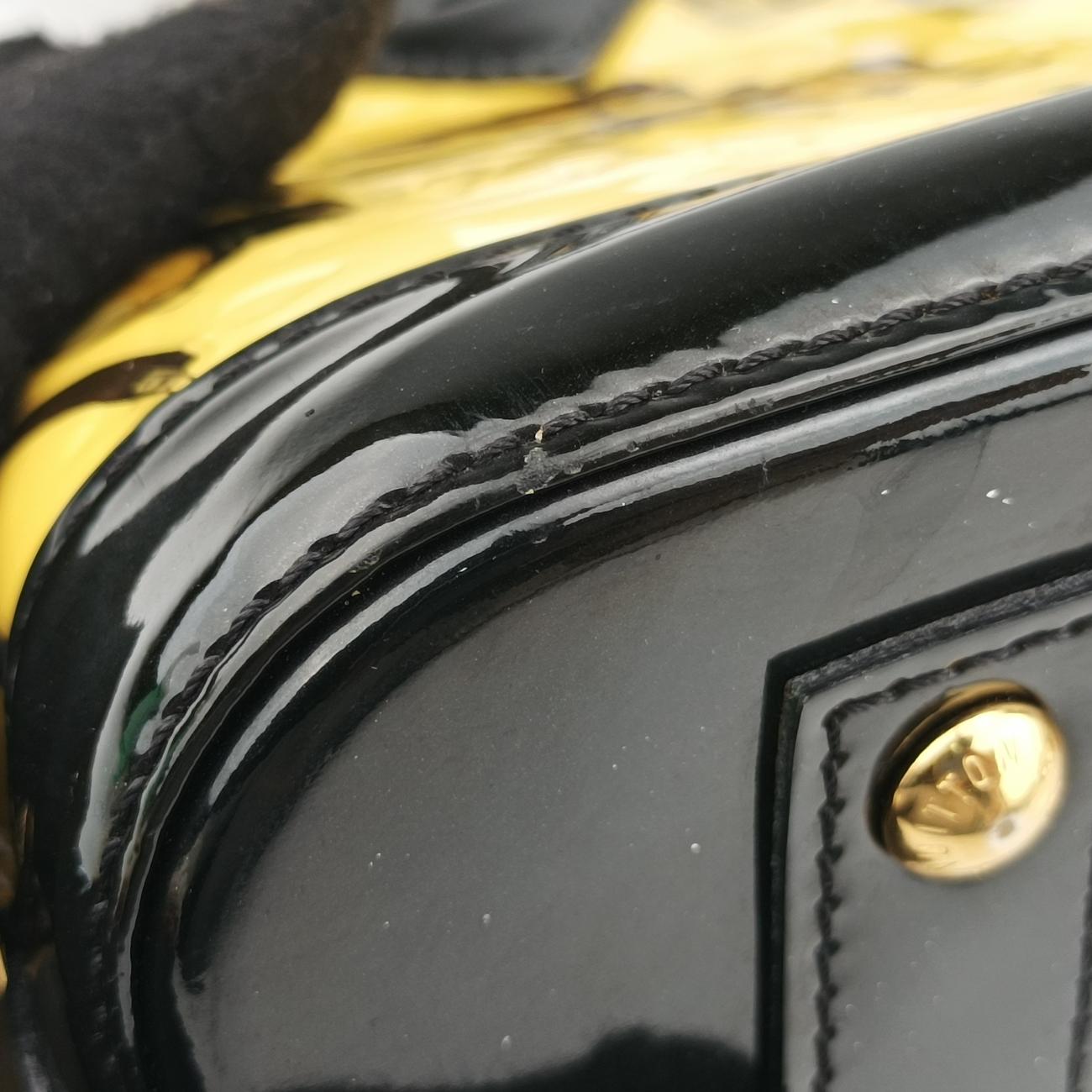 Pre-owned Louis Vuitton Nicolas Squiere Sticker Alma BB Ivory x black x multicolor Vernis M50419 shoulderbag | stylenewstar