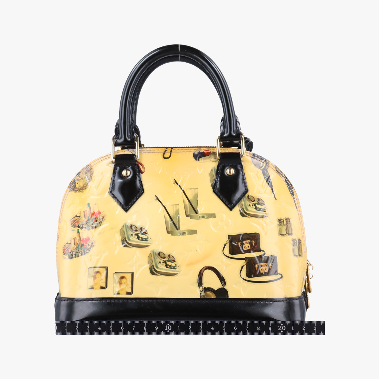 Pre-owned Louis Vuitton Nicolas Squiere Sticker Alma BB Ivory x black x multicolor Vernis M50419 shoulderbag | stylenewstar