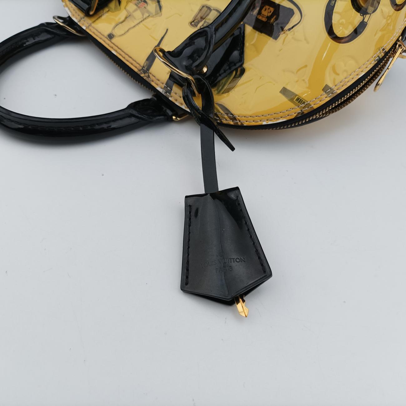 Pre-owned Louis Vuitton Nicolas Squiere Sticker Alma BB Ivory x black x multicolor Vernis M50419 shoulderbag | stylenewstar