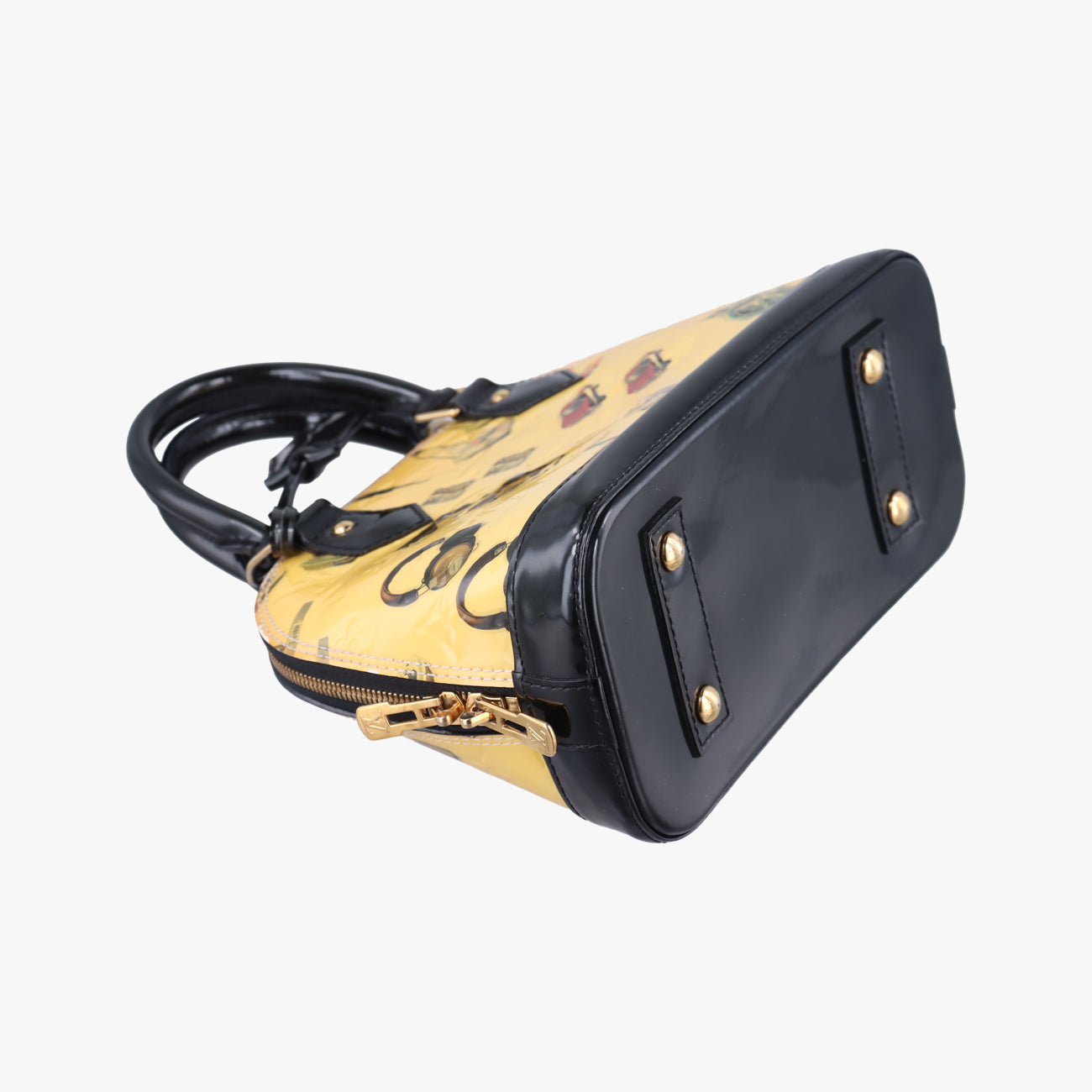 Pre-owned Louis Vuitton Nicolas Squiere Sticker Alma BB Ivory x black x multicolor Vernis M50419 shoulderbag | stylenewstar