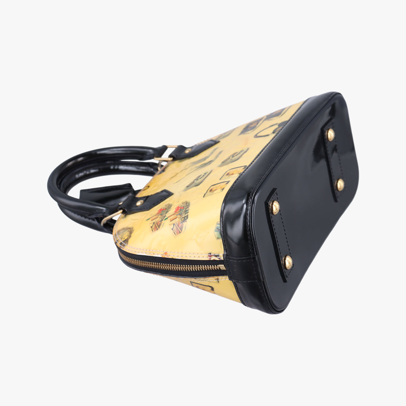 Pre-owned Louis Vuitton Nicolas Squiere Sticker Alma BB Ivory x black x multicolor Vernis M50419 shoulderbag | stylenewstar