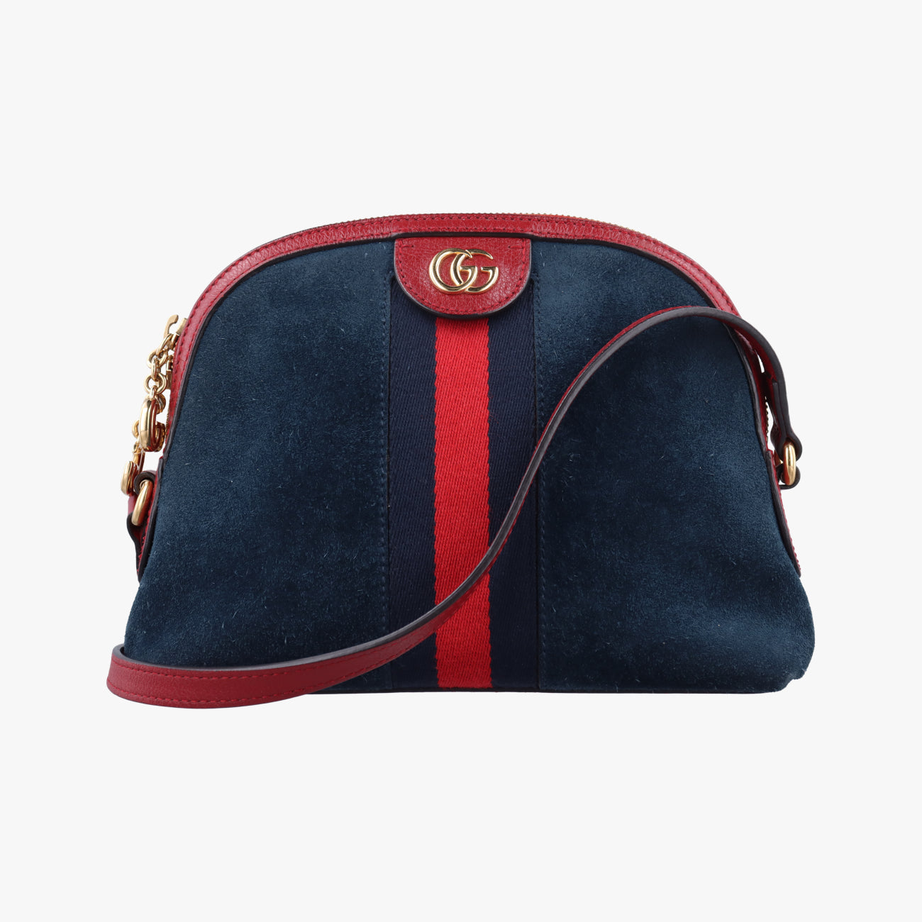 Pre-owned Gucci Ophidia Navy×red Suede 499621 shoulderbag | stylenewstar