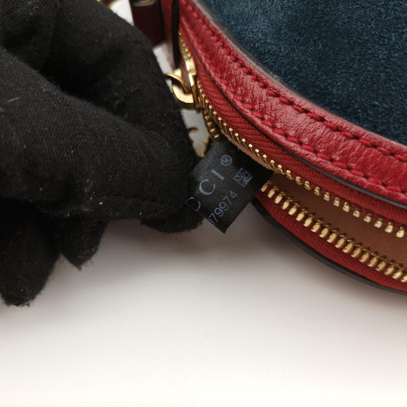 Pre-owned Gucci Ophidia Navy×red Suede 499621 shoulderbag | stylenewstar