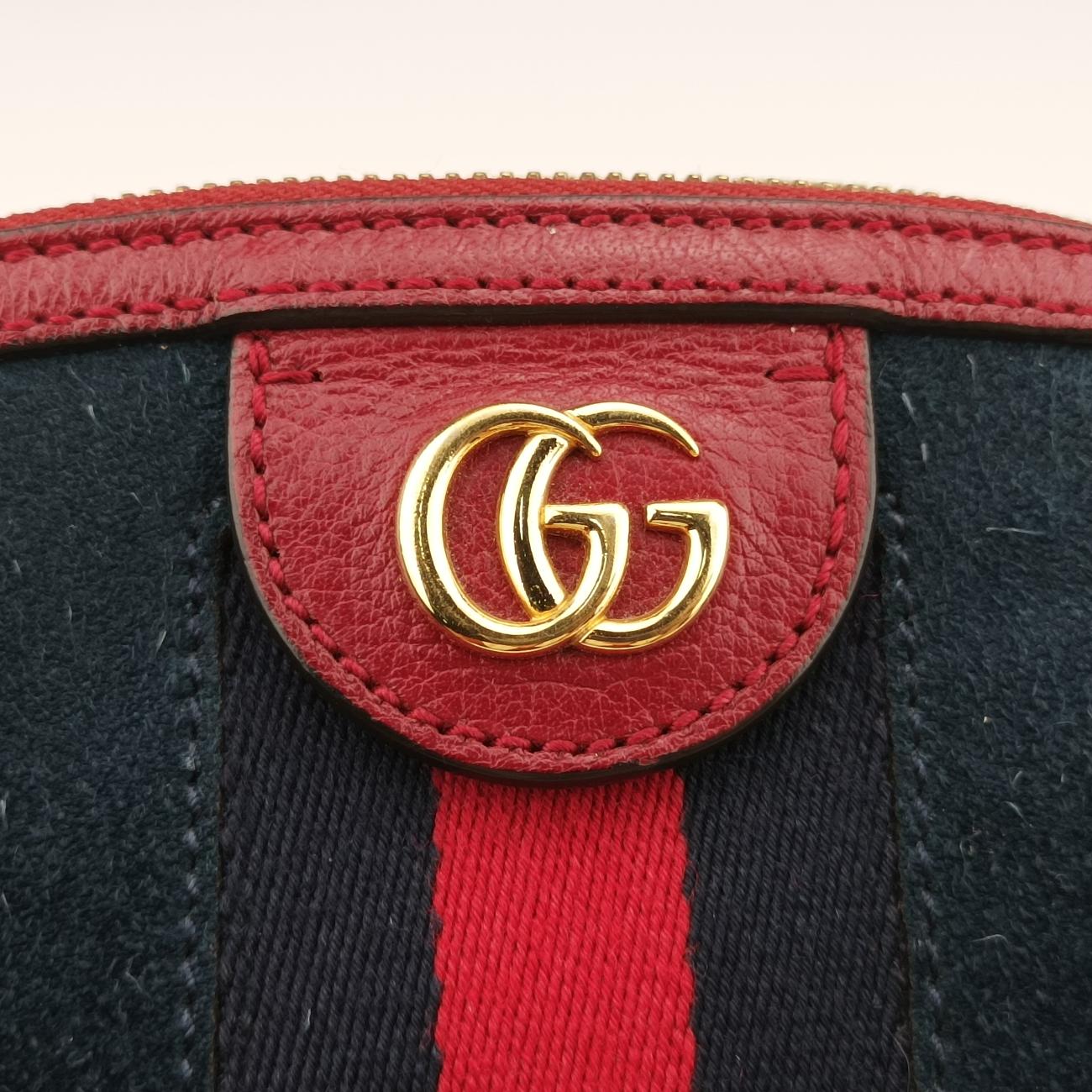 Pre-owned Gucci Ophidia Navy×red Suede 499621 shoulderbag | stylenewstar