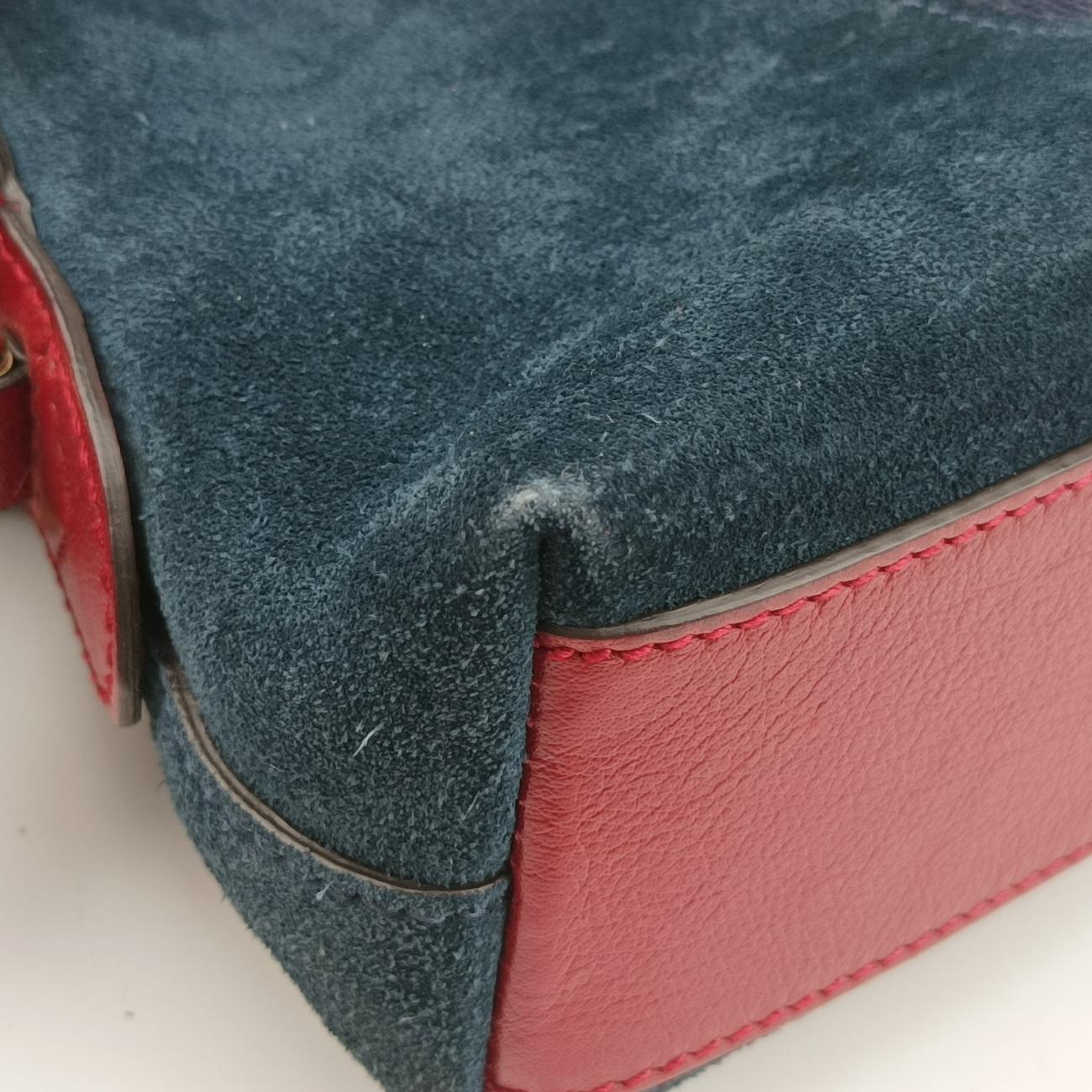 Pre-owned Gucci Ophidia Navy×red Suede 499621 shoulderbag | stylenewstar