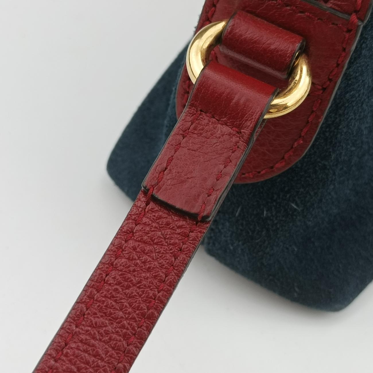 Pre-owned Gucci Ophidia Navy×red Suede 499621 shoulderbag | stylenewstar