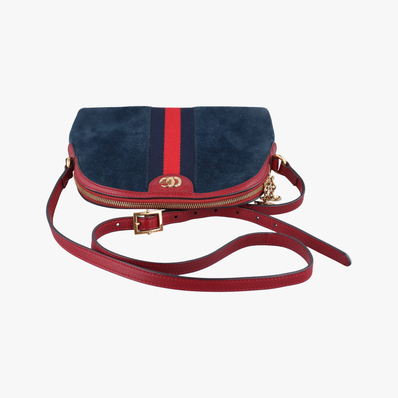 Pre-owned Gucci Ophidia Navy×red Suede 499621 shoulderbag | stylenewstar