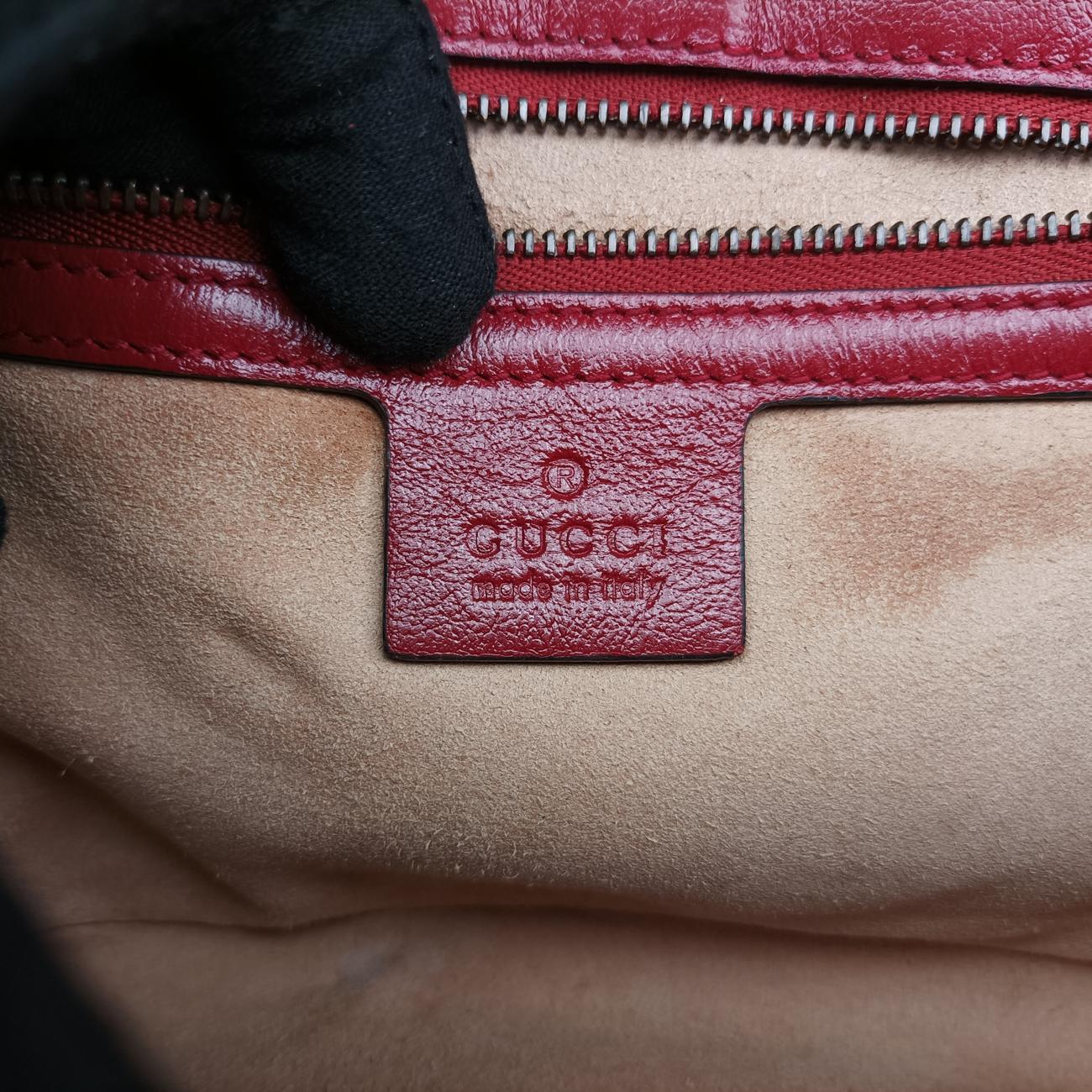 Pre-owned Gucci GG Marmont Black×red Leather 443497 shoulderbag | stylenewstar