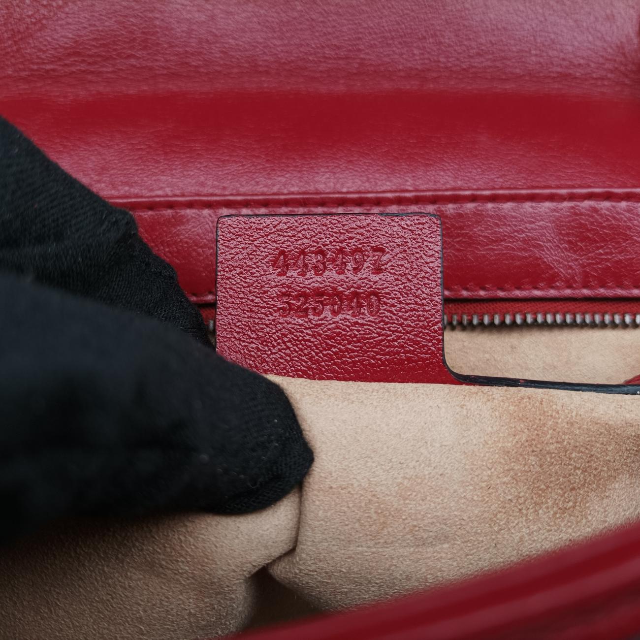 Pre-owned Gucci GG Marmont Black×red Leather 443497 shoulderbag | stylenewstar