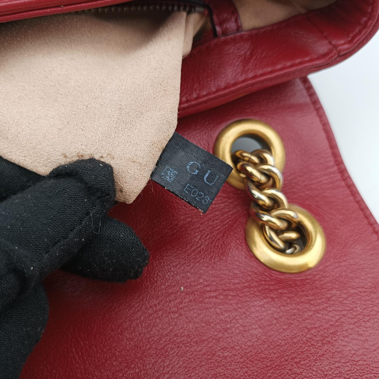 Pre-owned Gucci GG Marmont Black×red Leather 443497 shoulderbag | stylenewstar